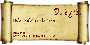 Dékán Áron névjegykártya